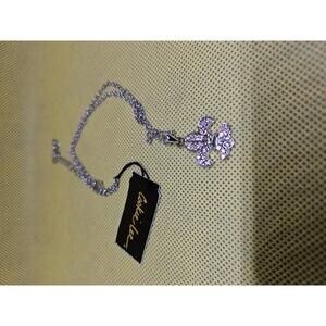 New- Cookie Lee Silver & Pink Fleur De Lis Crystal Necklace NEW $24 - NWT in bag